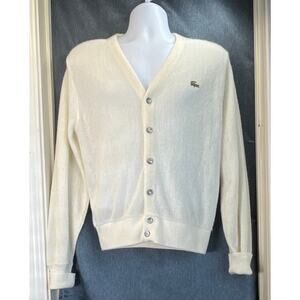 Vintage The Lacoste  Cream 100% Orlon Acrylic Knit Sweater/Cardigan